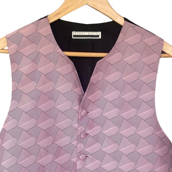 Perry Ellis Suit Separates Pink and Black Vest Medium - Picture 2 of 10